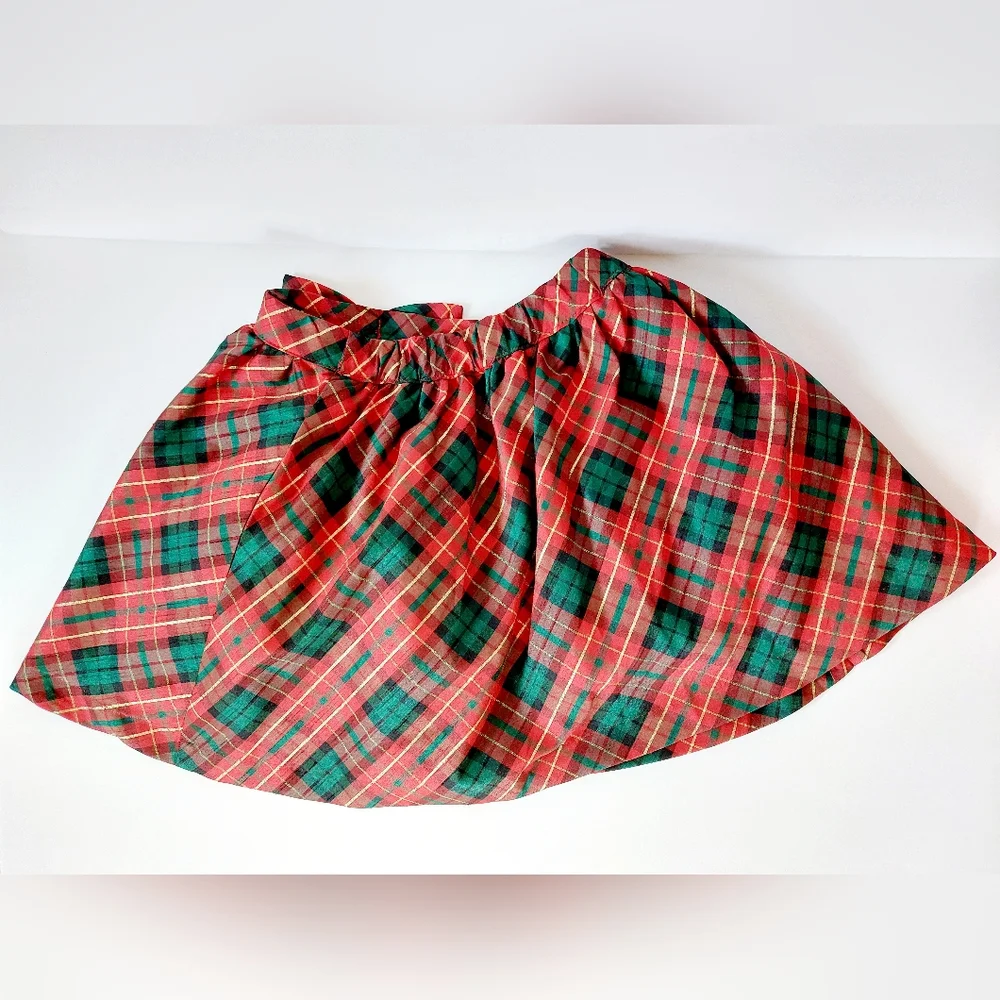 Plaid Christmas Skirt‎ with Bow Adjustable Waist size 8 Gymboree
